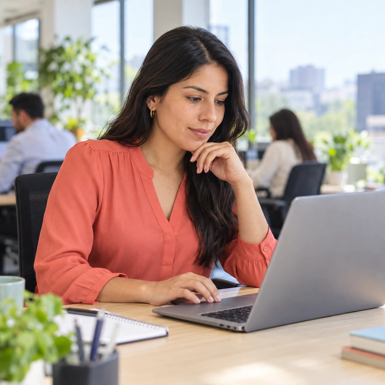 Analista de recursos humanos revisando en su laptop las altas de la semana